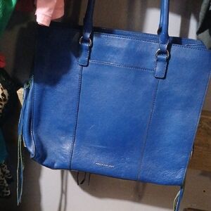 Rebecca Minkoff Blue Leather Tote with Structured Design
